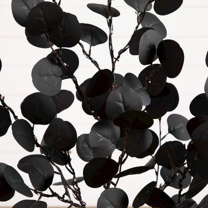 3ft. Pre-Lit Artificial Halloween Black Eucalyptus Tree with 80 LED Lights