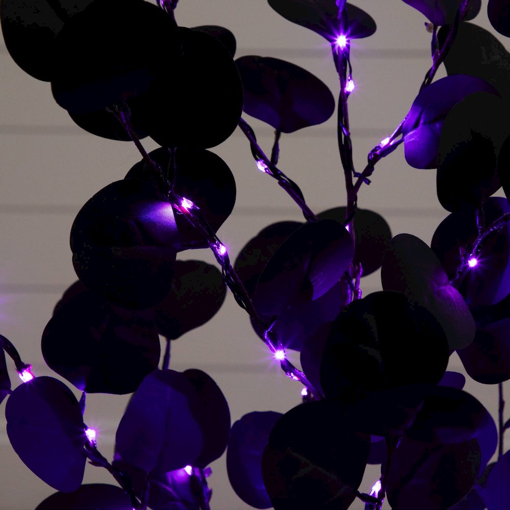 3ft. Pre-Lit Artificial Halloween Black Eucalyptus Tree with 80 LED Lights