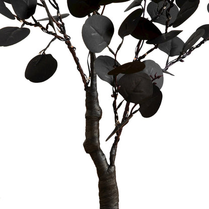 3ft. Pre-Lit Artificial Halloween Black Eucalyptus Tree with 80 LED Lights