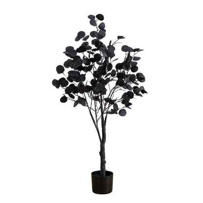 4ft. Pre-Lit Artificial Halloween Black Eucalyptus Tree with 160 LED Lights