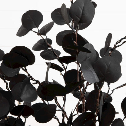 4ft. Pre-Lit Artificial Halloween Black Eucalyptus Tree with 160 LED Lights