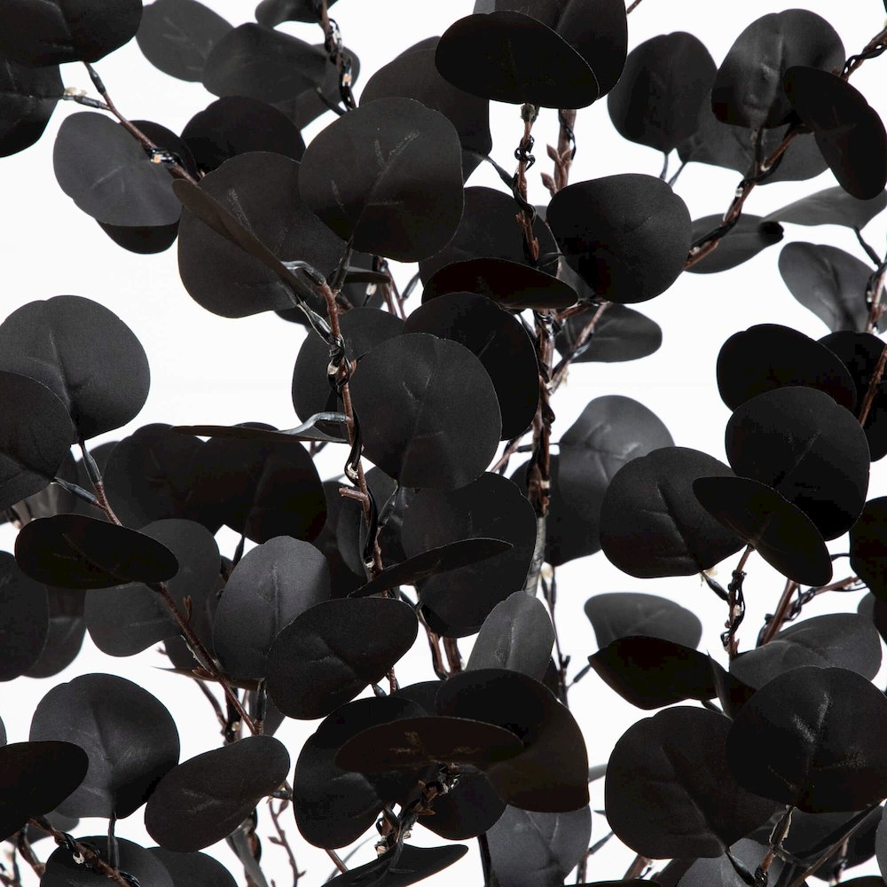 5ft. Pre-Lit Artificial Halloween Black Eucalyptus Tree with 220 LED Lights