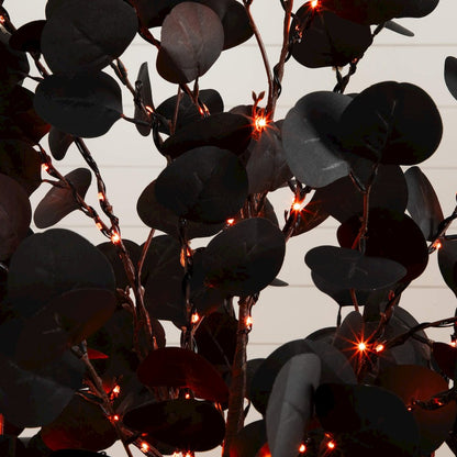 6ft. Pre-Lit Artificial Halloween Black Eucalyptus Tree with 300 LED Lights