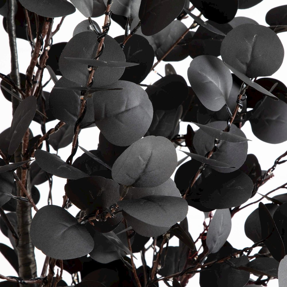 7ft. Pre-Lit Artificial Halloween Black Eucalyptus Tree with 420 LED Lights