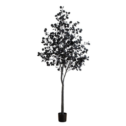 8ft. Pre-Lit Artificial Halloween Black Eucalyptus Tree with 540 LED Lights
