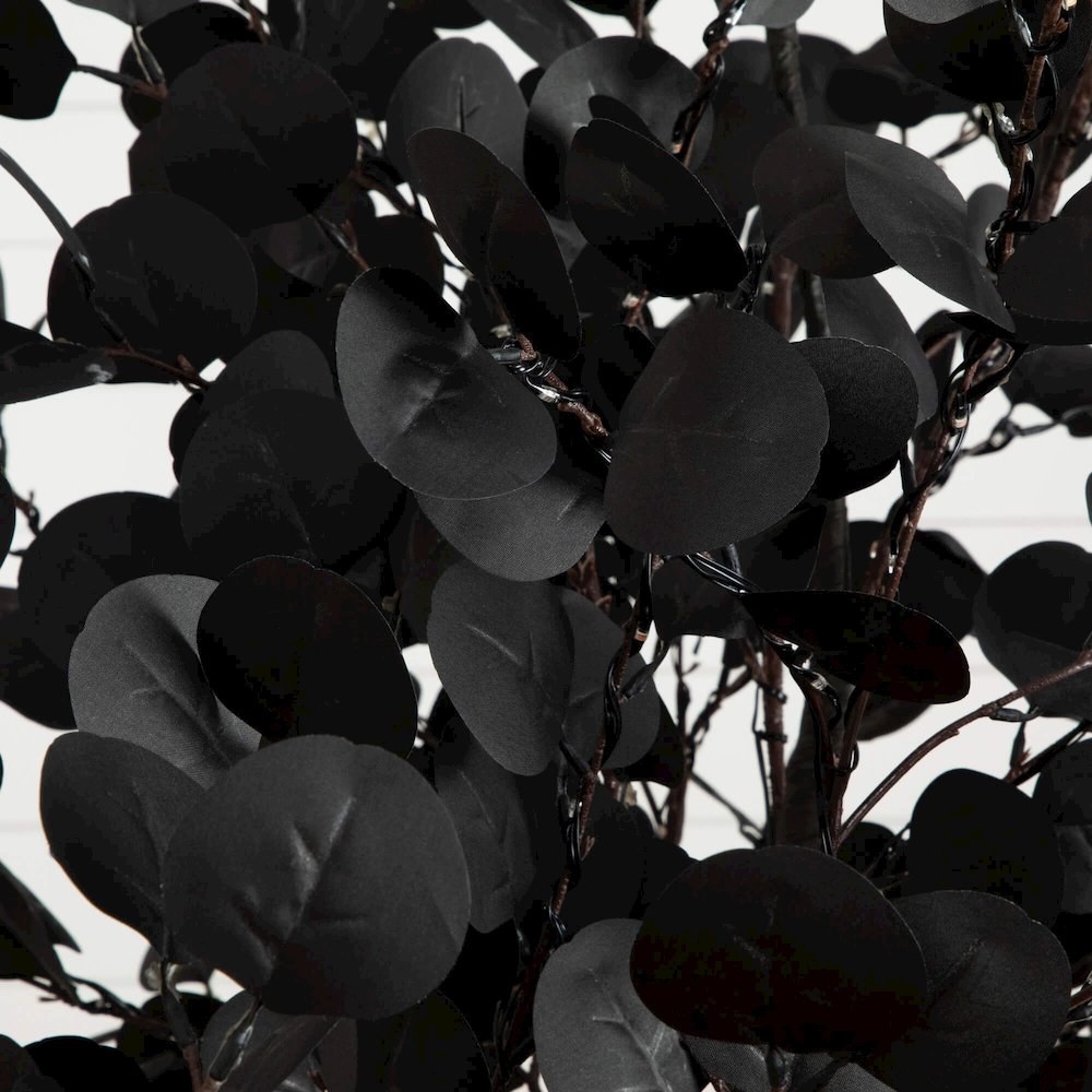 9ft. Pre-Lit Artificial Halloween Black Eucalyptus Tree with 700 LED Lights