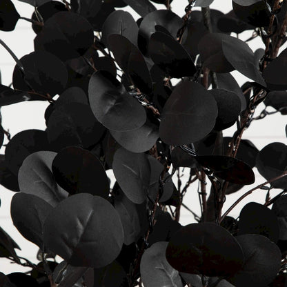 9ft. Pre-Lit Artificial Halloween Black Eucalyptus Tree with 700 LED Lights