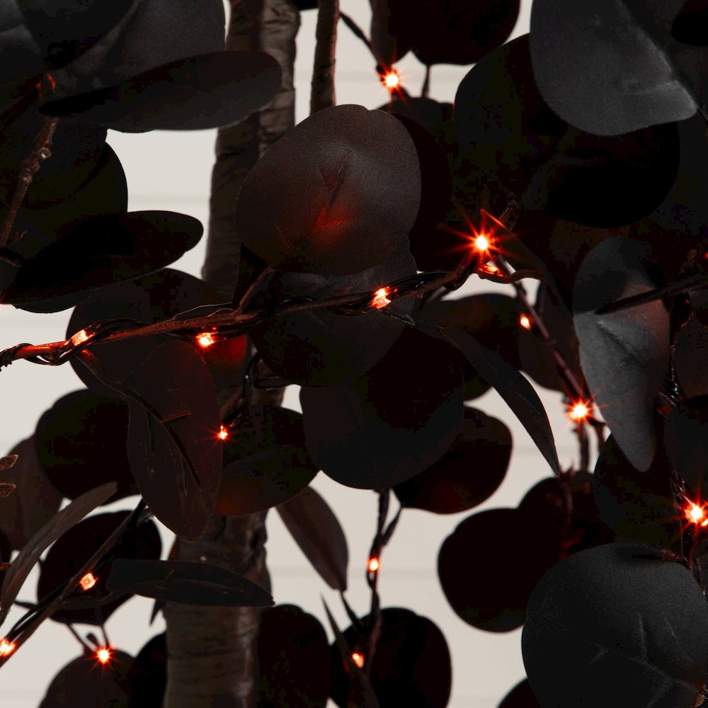 9ft. Pre-Lit Artificial Halloween Black Eucalyptus Tree with 700 LED Lights