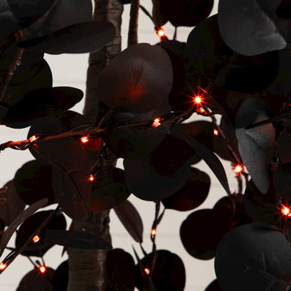 9ft. Pre-Lit Artificial Halloween Black Eucalyptus Tree with 700 LED Lights