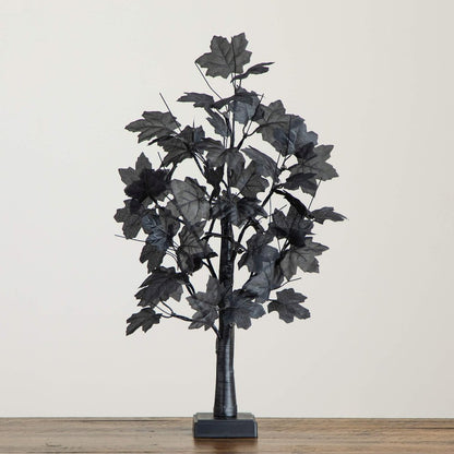 2ft. Pre-Lit Artificial Halloween Black Maple Tree with 24 LED Lights