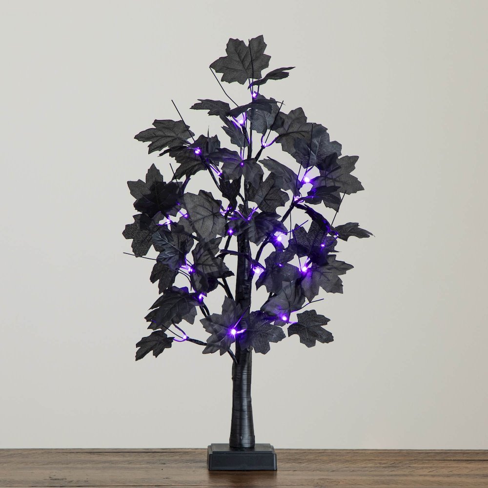 2ft. Pre-Lit Artificial Halloween Black Maple Tree with 24 LED Lights