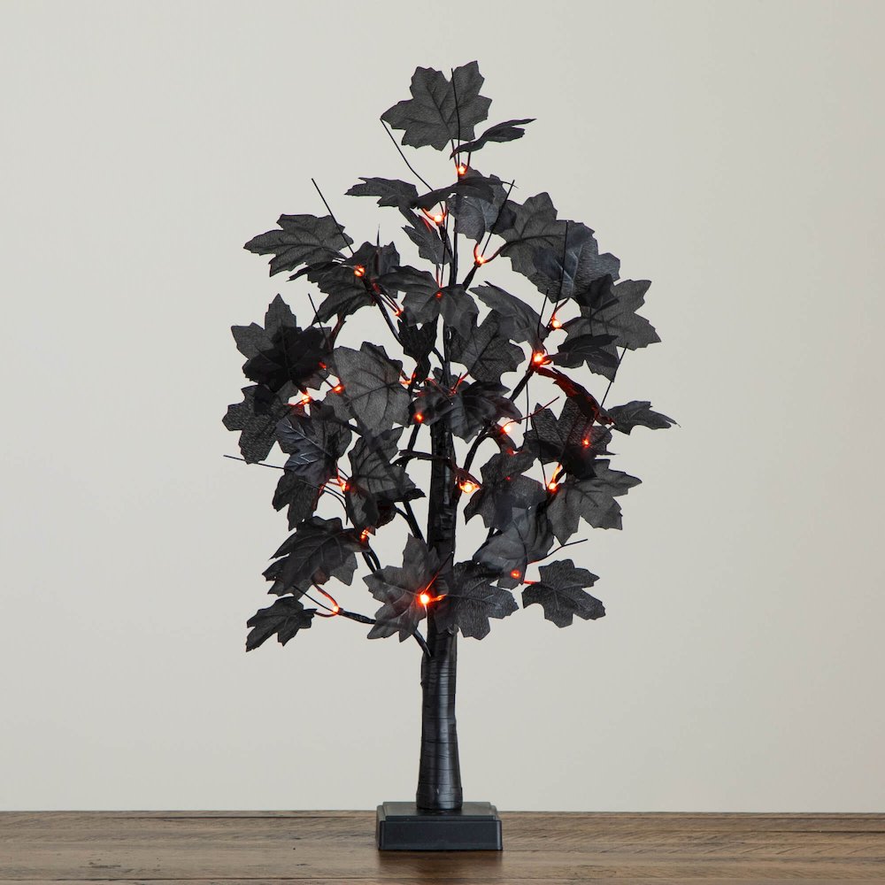 2ft. Pre-Lit Artificial Halloween Black Maple Tree with 24 LED Lights