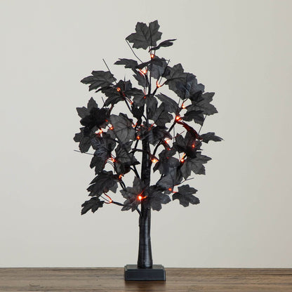 2ft. Pre-Lit Artificial Halloween Black Maple Tree with 24 LED Lights