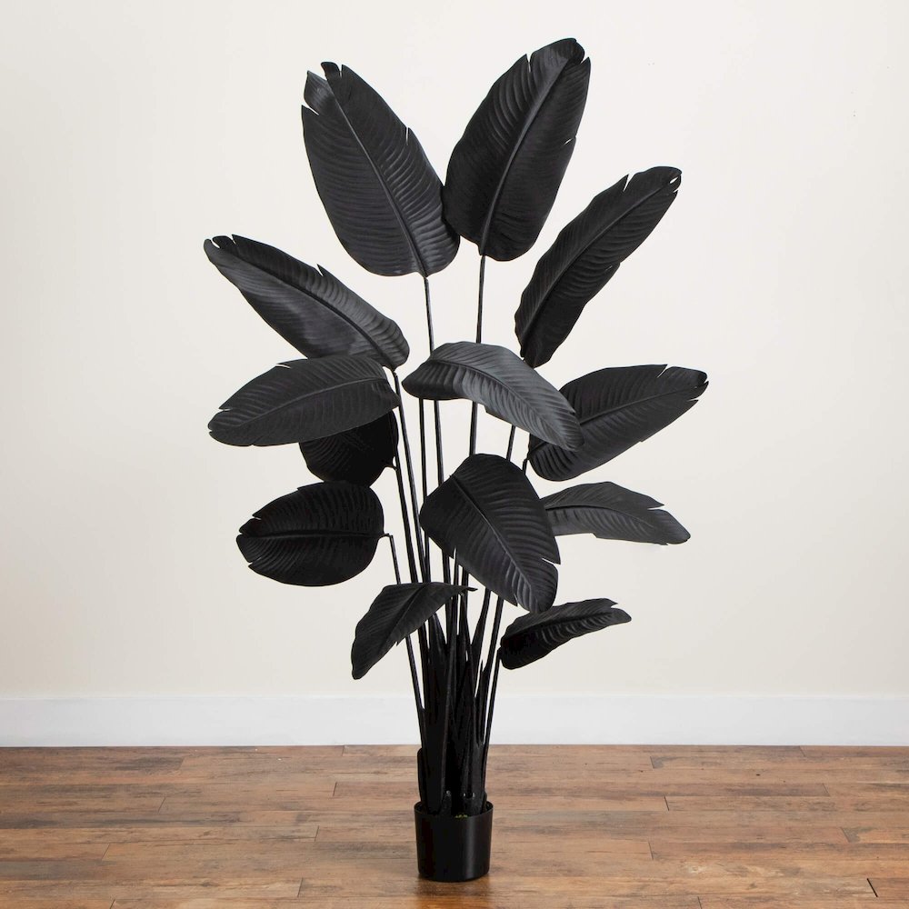 6ft. Artificial Halloween Black Travelers Palm Tree