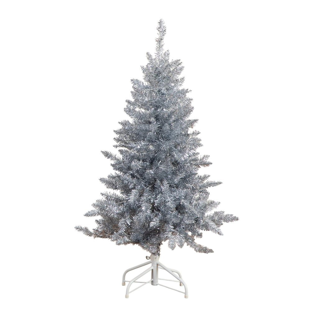 4ft. Artificial Silver Christmas Tree with 130 Cool White LED Lights