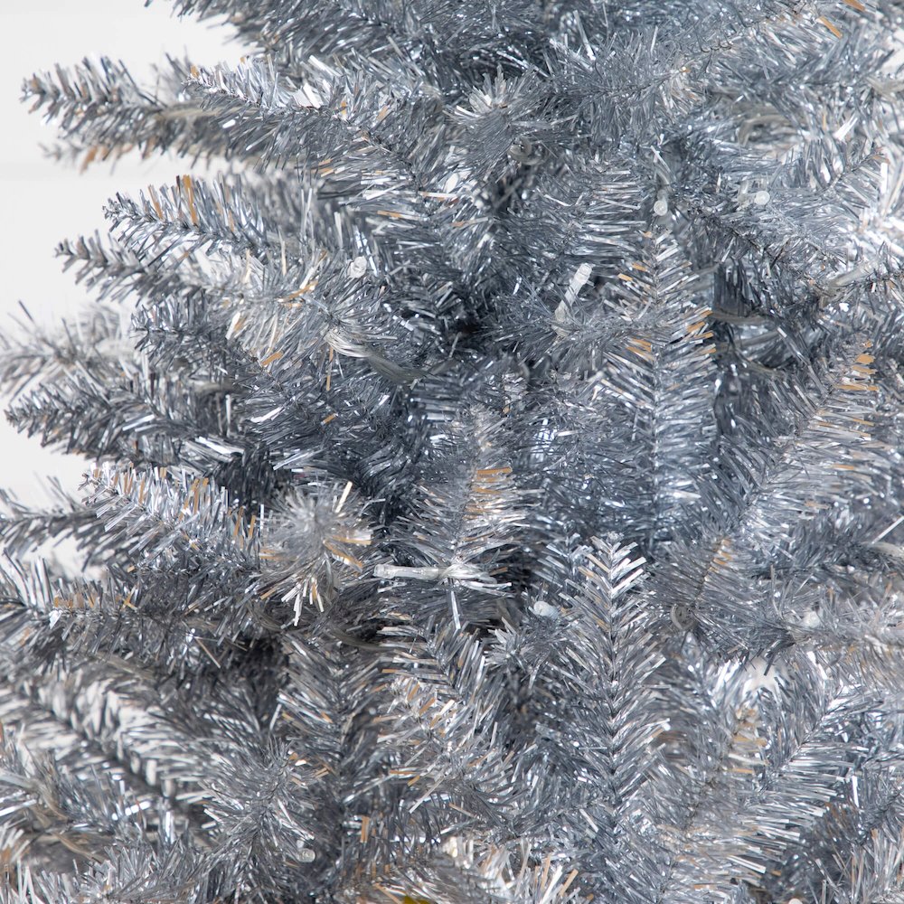 4ft. Artificial Silver Christmas Tree with 130 Cool White LED Lights