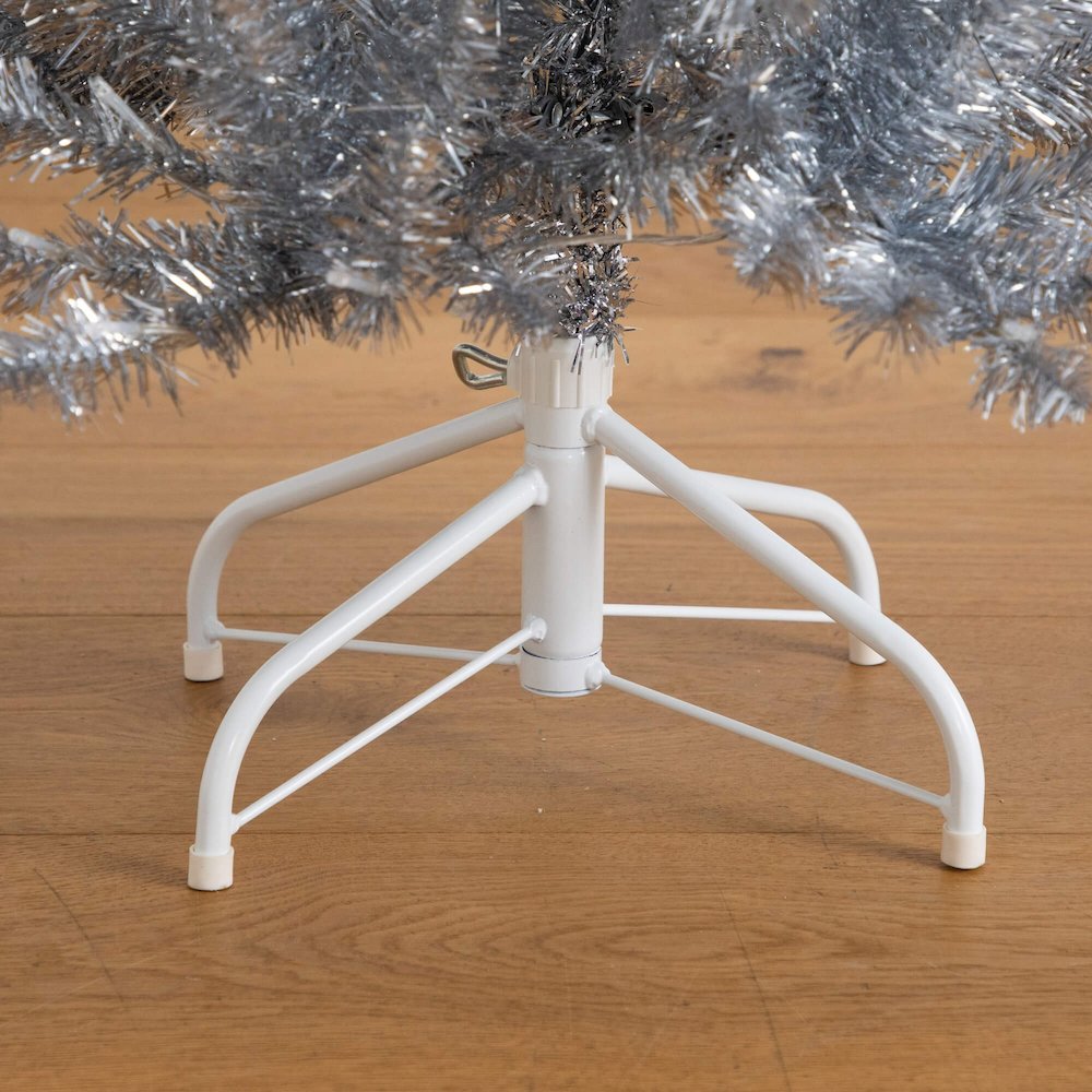 4ft. Artificial Silver Christmas Tree with 130 Cool White LED Lights