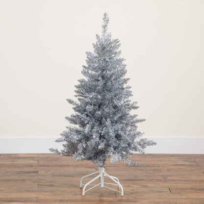 4ft. Artificial Silver Christmas Tree with 130 Cool White LED Lights