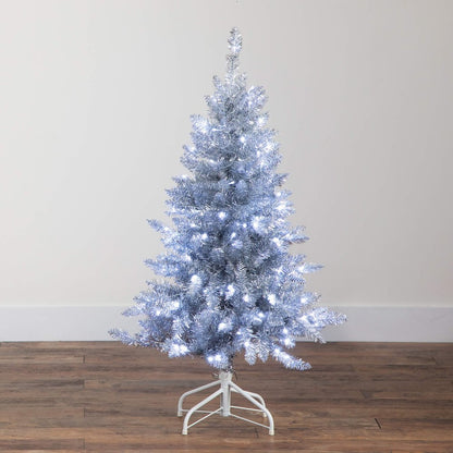 4ft. Artificial Silver Christmas Tree with 130 Cool White LED Lights