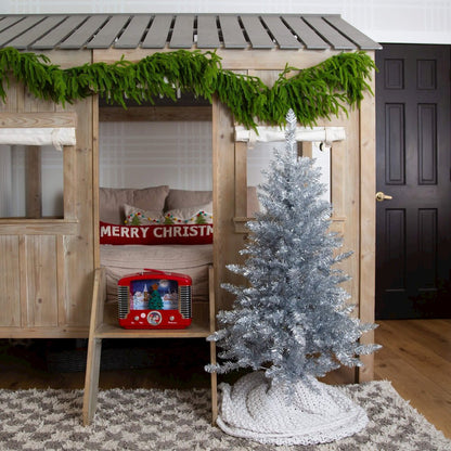 4ft. Artificial Silver Christmas Tree with 130 Cool White LED Lights