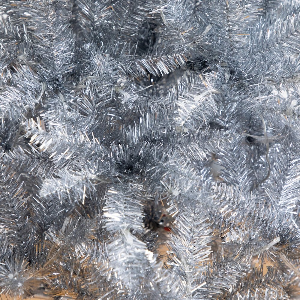 6ft. Artificial Silver Christmas Tree with 300 Cool White LED Lights