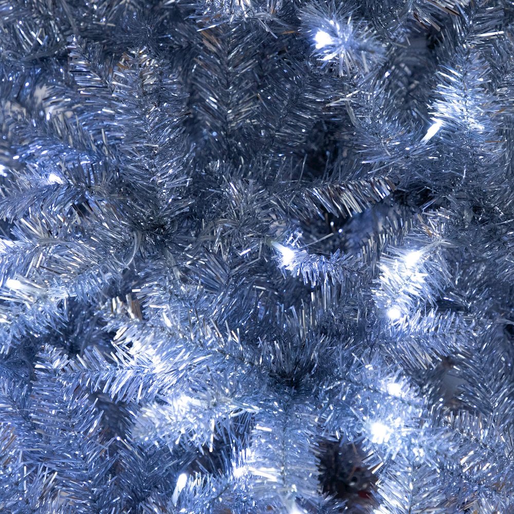6ft. Artificial Silver Christmas Tree with 300 Cool White LED Lights