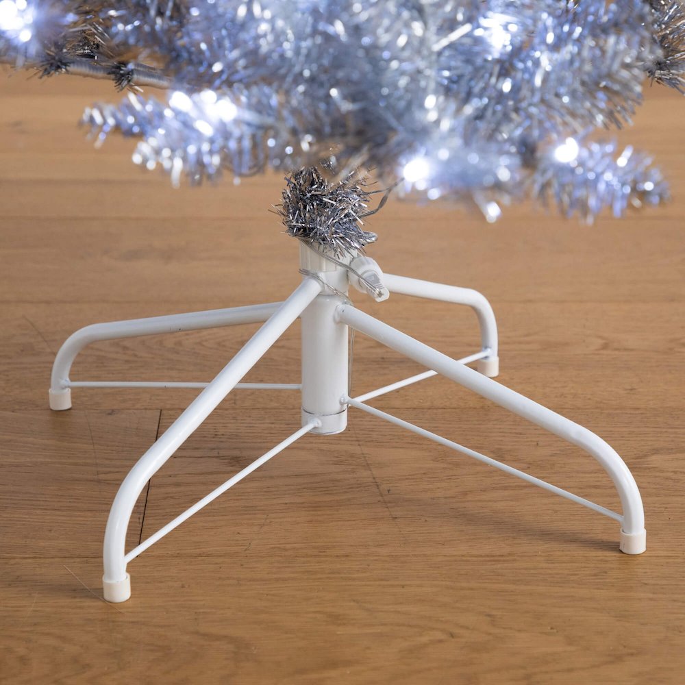 6ft. Artificial Silver Christmas Tree with 300 Cool White LED Lights