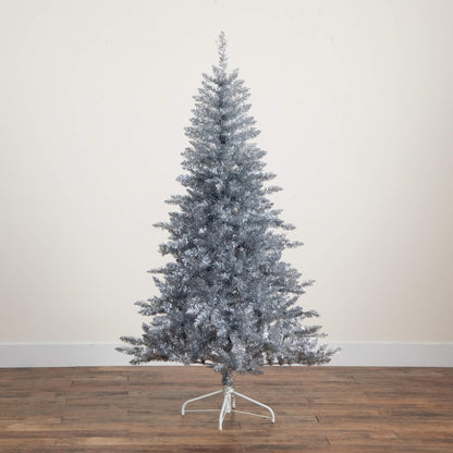 6ft. Artificial Silver Christmas Tree with 300 Cool White LED Lights
