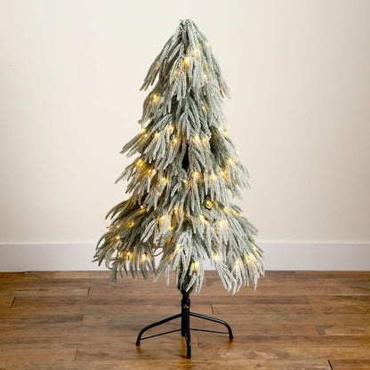 4ft. Flocked Down Swept Artificial Christmas Tree with 110 LED Lights