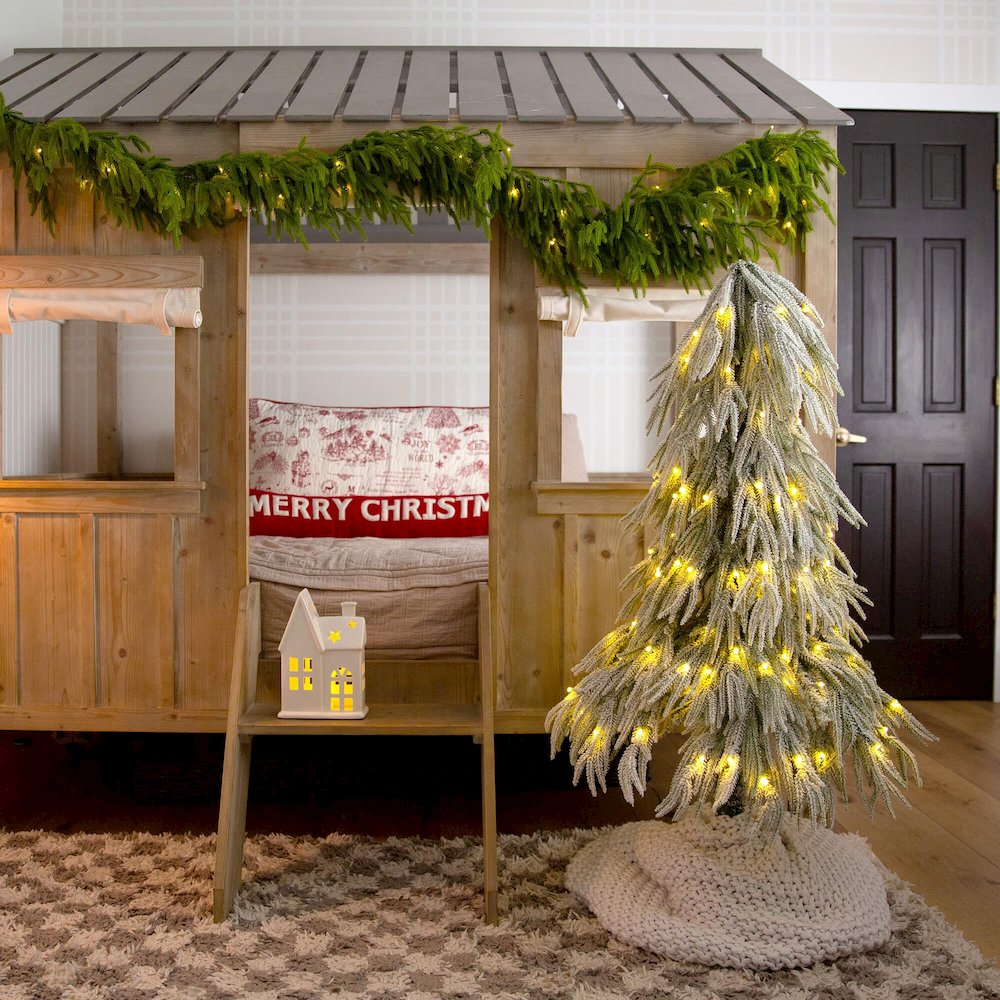 4ft. Flocked Down Swept Artificial Christmas Tree with 110 LED Lights