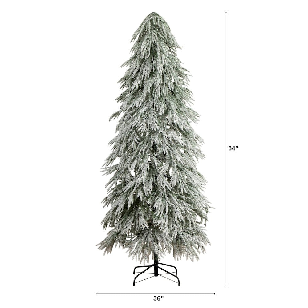 7ft. Flocked Down Swept Artificial Christmas Tree with 300 LED Lights