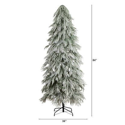 7ft. Flocked Down Swept Artificial Christmas Tree with 300 LED Lights