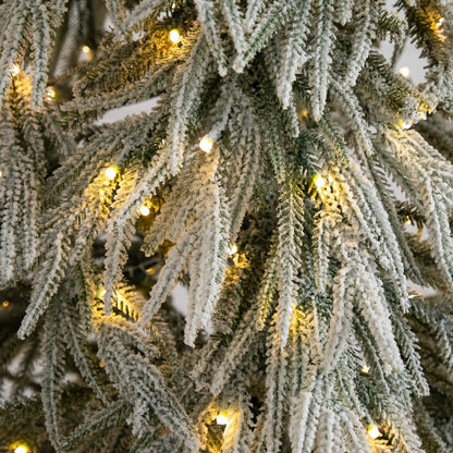 7ft. Flocked Down Swept Artificial Christmas Tree with 300 LED Lights