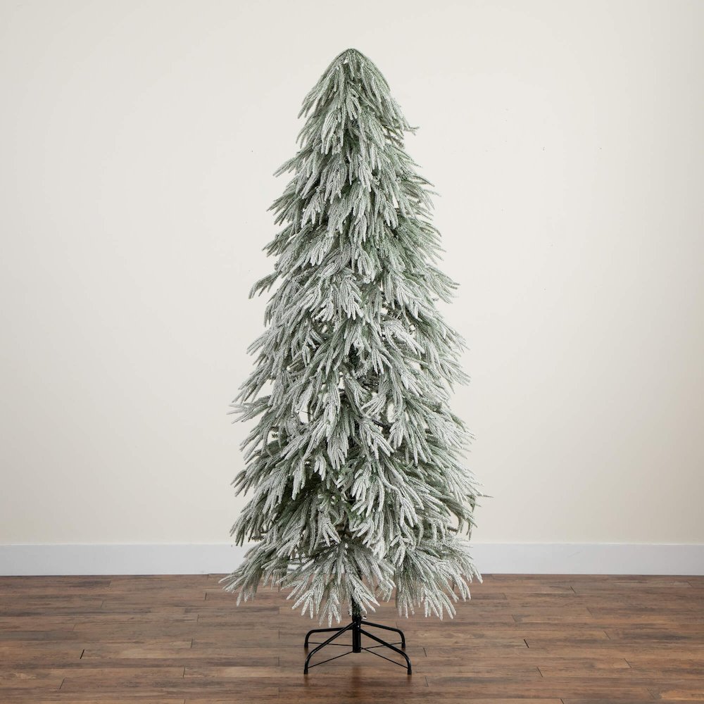7ft. Flocked Down Swept Artificial Christmas Tree with 300 LED Lights