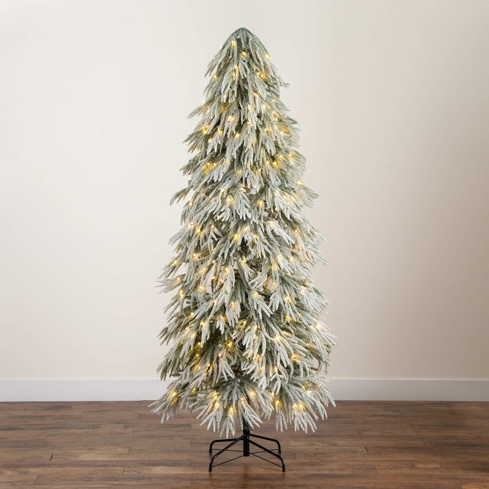 7ft. Flocked Down Swept Artificial Christmas Tree with 300 LED Lights