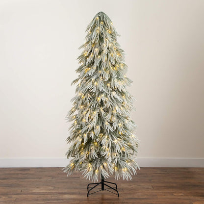 7ft. Flocked Down Swept Artificial Christmas Tree with 300 LED Lights