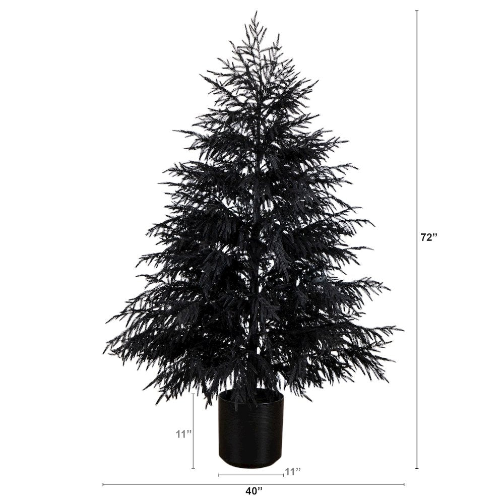 6ft. Artificial Halloween Real Touch Black Norfolk Pine Christmas Tree