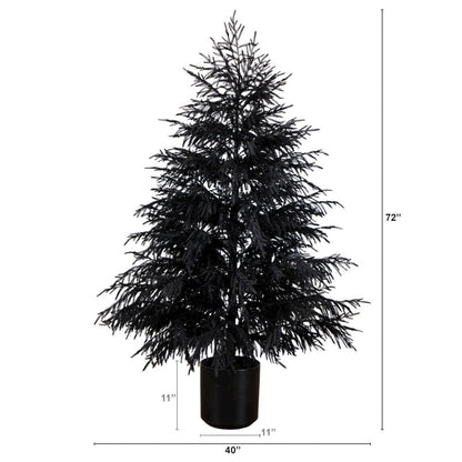 6ft. Artificial Halloween Real Touch Black Norfolk Pine Christmas Tree