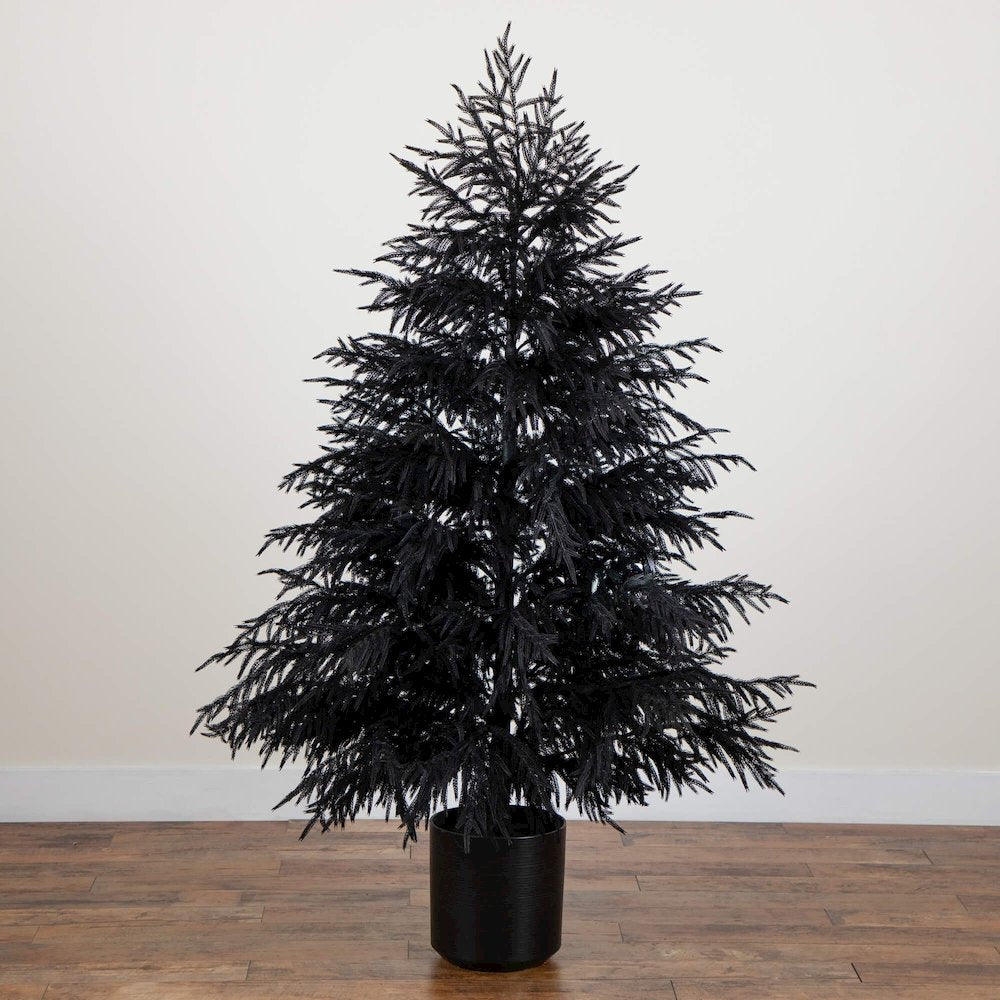 6ft. Artificial Halloween Real Touch Black Norfolk Pine Christmas Tree