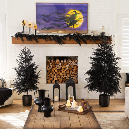6ft. Artificial Halloween Real Touch Black Norfolk Pine Christmas Tree