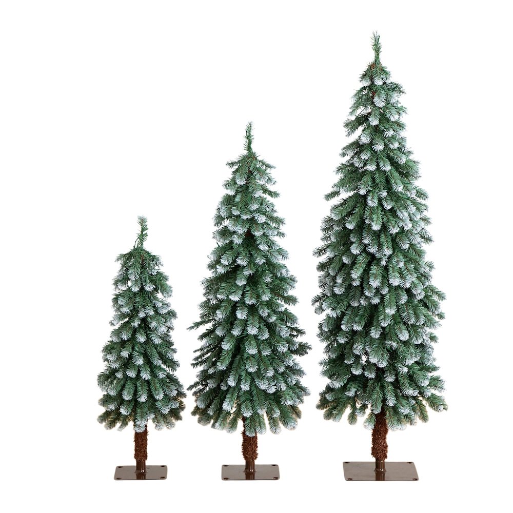 3ft. 4ft. 5ft. Pre-Lit Frosted Artificial Christmas Tree Set - Set of 3