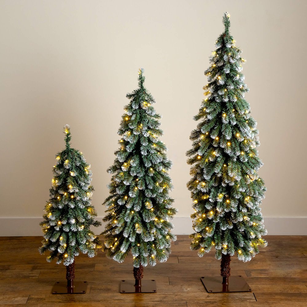 3ft. 4ft. 5ft. Pre-Lit Frosted Artificial Christmas Tree Set - Set of 3