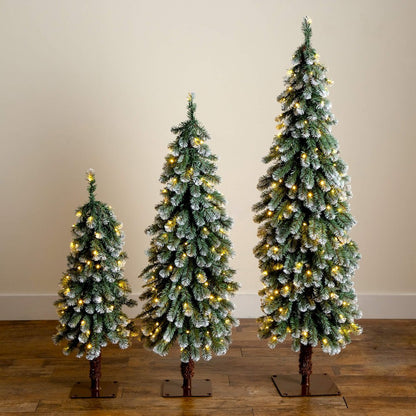 3ft. 4ft. 5ft. Pre-Lit Frosted Artificial Christmas Tree Set - Set of 3