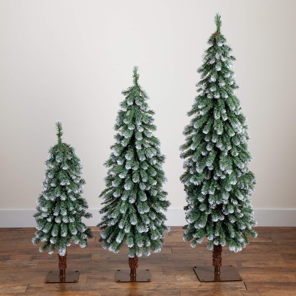 3ft. 4ft. 5ft. Pre-Lit Frosted Artificial Christmas Tree Set - Set of 3