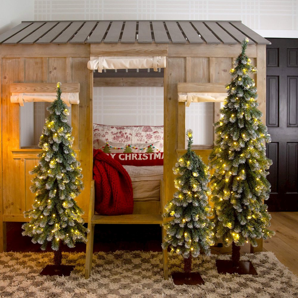 3ft. 4ft. 5ft. Pre-Lit Frosted Artificial Christmas Tree Set - Set of 3