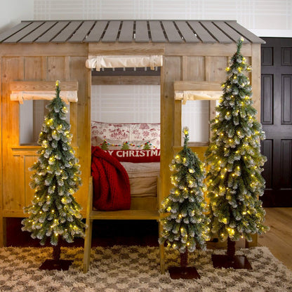 3ft. 4ft. 5ft. Pre-Lit Frosted Artificial Christmas Tree Set - Set of 3