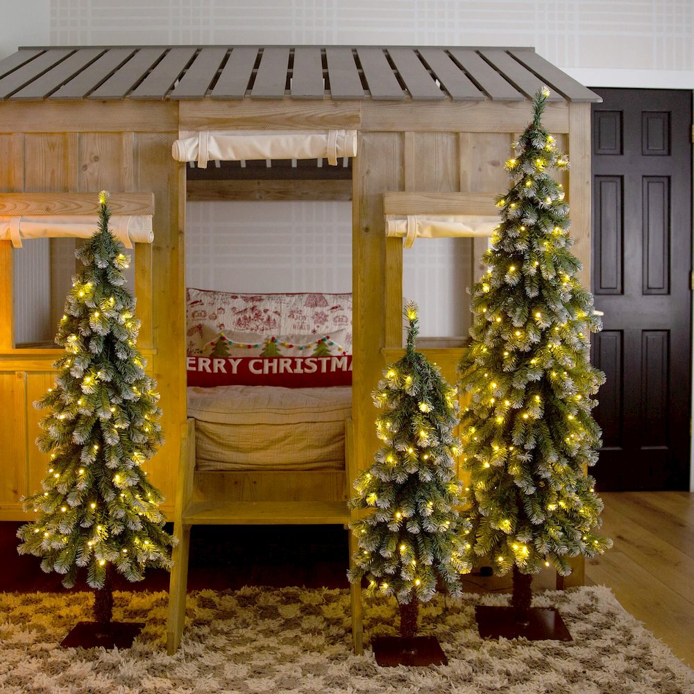 3ft. 4ft. 5ft. Pre-Lit Frosted Artificial Christmas Tree Set - Set of 3