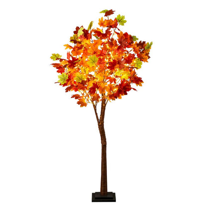 5ft. Pre-Lit Shades of Autumn Maple Artificial Fall Tree with 270 LED Lights