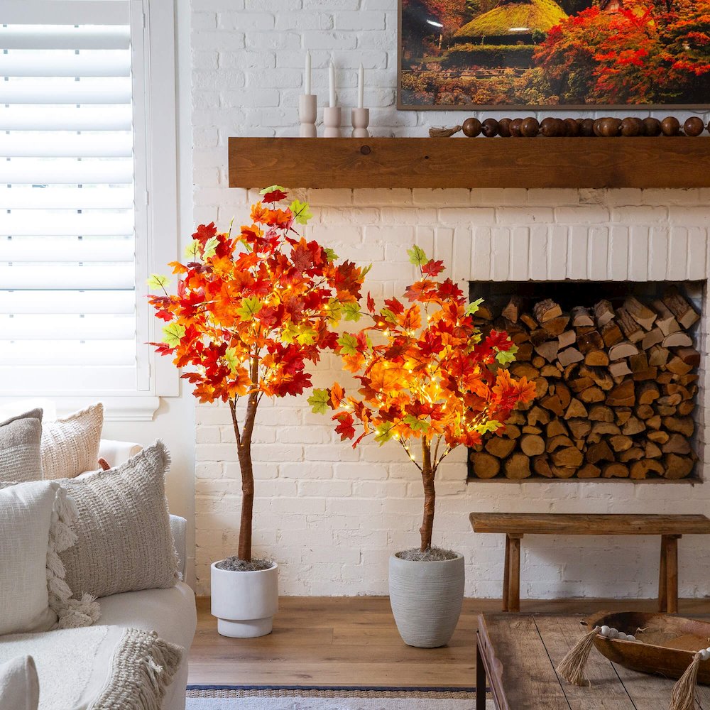 5ft. Pre-Lit Shades of Autumn Maple Artificial Fall Tree with 270 LED Lights