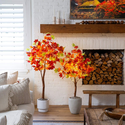 5ft. Pre-Lit Shades of Autumn Maple Artificial Fall Tree with 270 LED Lights
